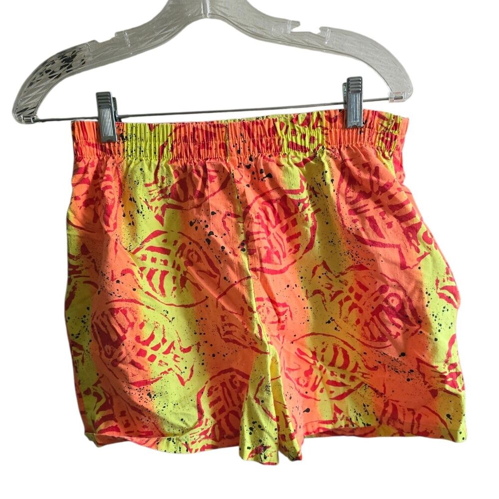 Vintage Pinwheels Neon Shorts M Medium Fish Graphic Print 100% Cotton Made in...